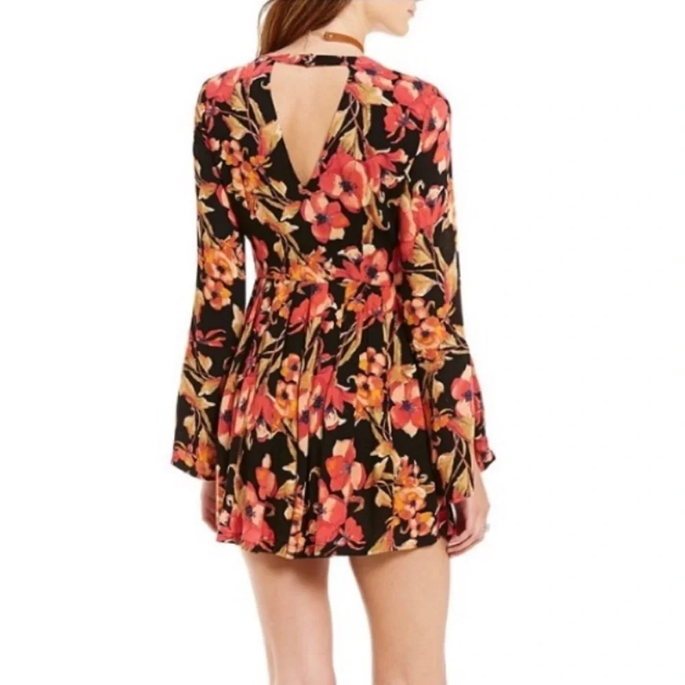 Free People Tegan Printed Cutout Mini Dress